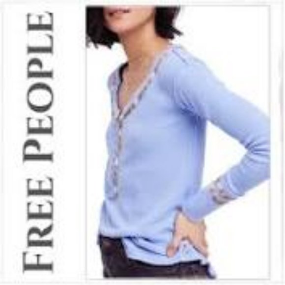 Free People Tops - Free People Thermal Embroidered Henley Long Sleeve